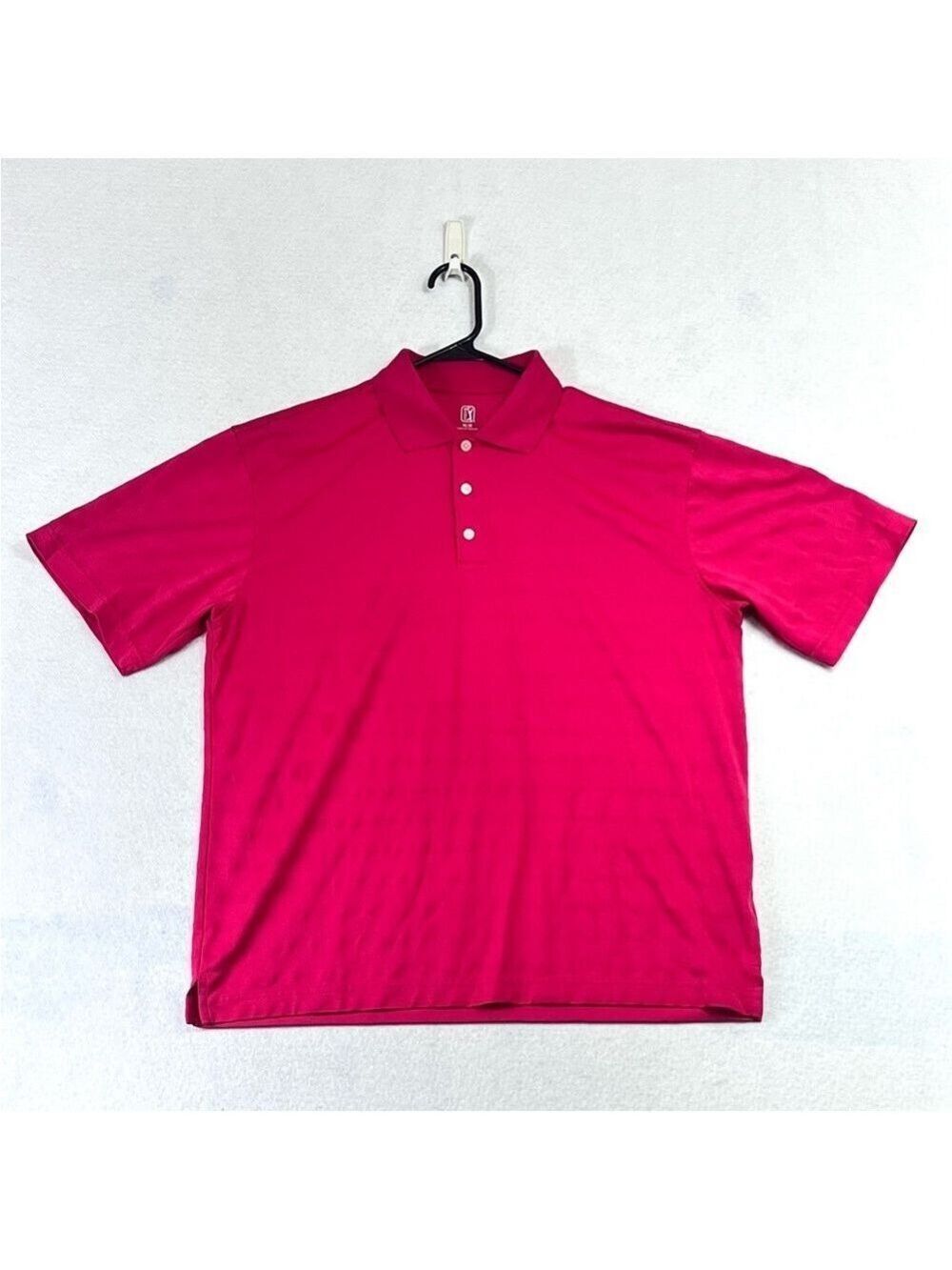PGA TOUR Men Golf Shirts Size Medium Hot Pink Polo Shirt Soft Athletic